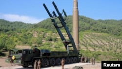 The Hwasong-14, which North Korea claims in an intercontinental ballistic missile, is seen in this undated photo released by North Korea's Korean Central News Agency in Pyongyang July 5, 2017.