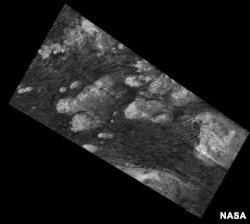 Radar image of sand dunes in the Shangri-La region of Titan, where Dragonfly will land. (Image credit: NASA)