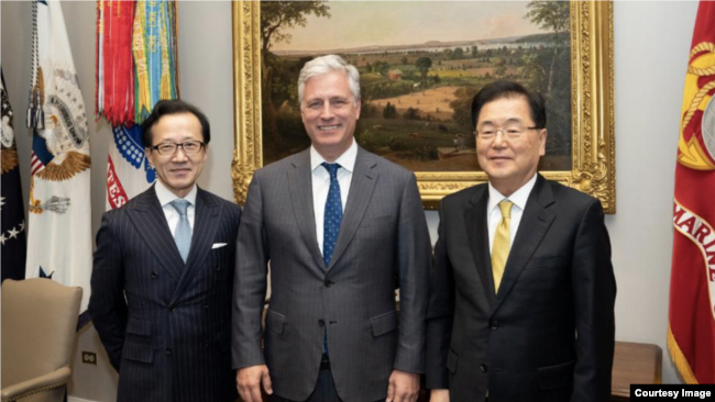美日韩三国国家安全顾问2020年1月8日在白宫会晤（白宫照片）