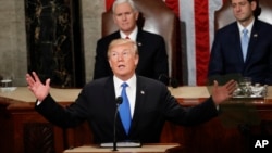 Tổng thống Donald Trump phát biểu "Thông điệp Liên bang" tại Quốc hội Hoa Kỳ tối 30/1/2018.