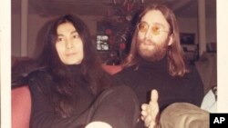 This photo made available on Sept. 15, 2021, shows John Lennon and Yoko Ono in Thy, northern Denmark, Jan. 5, 1970. (Jesper Jungersen via AP)