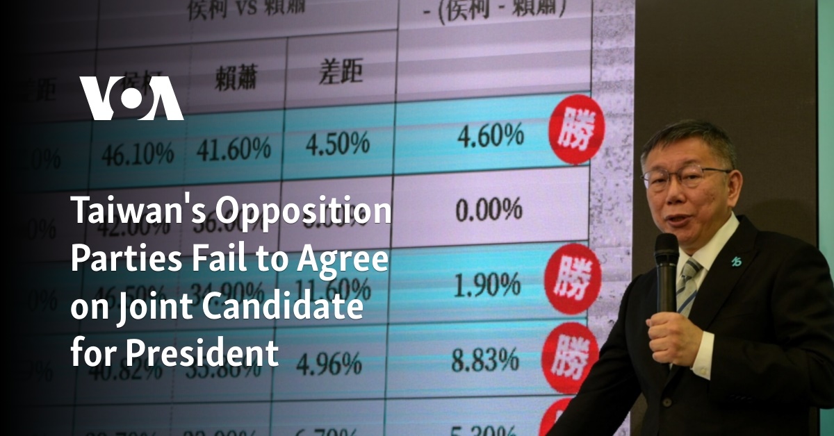 Taiwan's Opposition Parties Fail to Agree on Joint Candidate for President