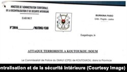 Un communiqué de Simon Compaoré, ministre de l’administration territoriale, de la décentralisation et de la sécurité intérieure sur l'attaque du commissariat de police