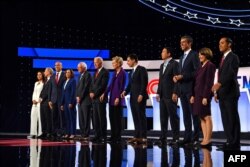 Participantes en el cuarto debete demócrata en Ohio. AFP.