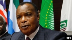 Le président Denis Sassou Nguesso, 3 mars 2015. epa/JULIEN WARNAND