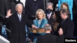 乔·拜登(Joe Biden)2021年1月20日宣誓就任美国第46任总统（路透社）