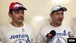 Lideres campesinos nicaraguenses Medardo Mairena y Pedro Mena. Foto: Daliana Ocaña - VOA.