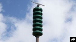 A Hawaii Civil Defense Warning Device, which sounds an alert siren during natural disasters, is shown in Honolulu on Nov. 29, 2017. The alert system is tested monthly, but on Friday Hawaii residents will hear a new tone designed to alert people of an impending nuclear attack.