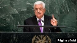 Pemimpin Palestina Mahmoud Abbas memberikan pidato pada Sidang Umum PBB di New York hari Rabu (30/9).