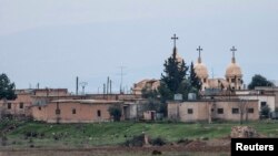 A general view shows a church in the Assyrian village of Abu Tina, which was recently captured by Islamic State fighters, Feb. 25, 2015.
