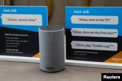 Prompts on how to use Amazon's Alexa personal assistant in Vallejo, California, May 8, 2018.