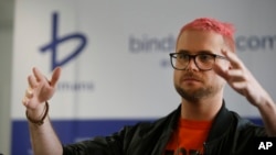 Whistleblower Christopher Wylie, who alleges that campaign for Britain to leave EU cheated in referendum in 2016, speaks to media in London, March 26, 2018.