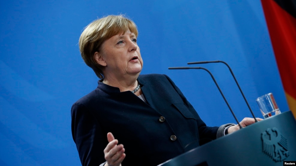 Thủ tướng Đức Angela Merkel trong một cuộc họp báo tại Berlin, Đức, ngày 16 tháng 01 năm 2017. 