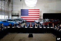 President Donald Trump hosts a roundtable discussion at the American Center of Mobility in Ypsilanti Township, Michigan, March 15, 2017.