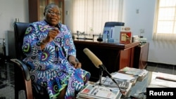 Former Nigerian minister and Chibok girls activist Obiageli Ezekwesili speaks during an interview with Reuters in Abuja, Nigeria, Oct. 8, 2018. 