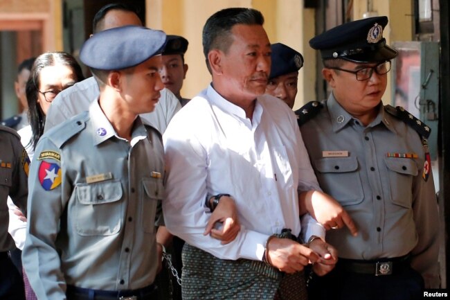 Kyi Lin, one of the accused of plotting muslim laywer Ko Ni's murder, arrives at Insein court as his lawyers deliver their final argument in Yangon, Myanmar, February 1, 2019.