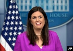 White House deputy press secretary Sarah Huckabee Sanders speaks during the daily briefing at the White House in Washington, June 27, 2017.