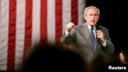 FILE - U.S. President George W. Bush speaks about his administration's war on terror while at Tippecanoe High School in Tipp City, Ohio, April 19, 2007.