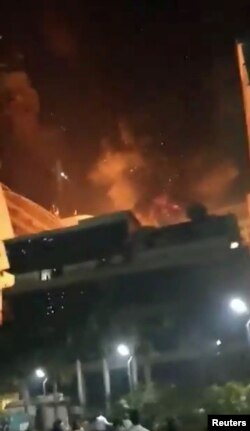 Fire rages at a multistory building in Mumbai, India, in this still image taken from a social media video, Dec. 29, 2017. Aatif Sumar/via Reuters
