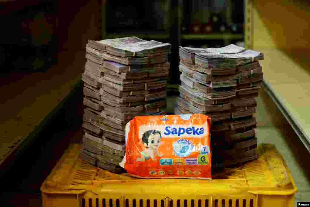 A package of diapers costs 8,000,000 bolivars, the equivalent of $1.22.