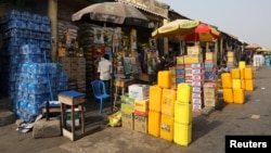Merchandise are displayed for sale at the Wuse market in Abuja, Nigeria, Jan. 30, 2018. 