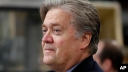FILE - Steve Bannon, former chief White House strategist to President Donald Trump, is seen in Harrisburg, Pa., April 29, 2017. 