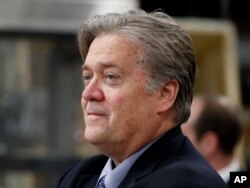 FILE - Steve Bannon, chief White House strategist to President Donald Trump, is seen in Harrisburg, Pa., April 29, 2017.