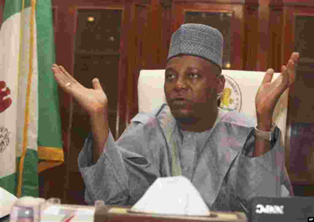 Borno state Gov. Kashim Shettima, speaks to the Associated Press during an interview at the Government house in Maiduguri, Nigeria, Wednesday, Sept, 28. 2011. Security forces arrested a top commander of a radical Muslim sect who ordered killings in the no