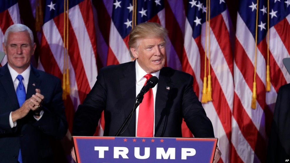 Ông Donal Trump của đảng Cộng hòa đã giành chiến thắng trong cuộc bầu cử hôm 8/11, trở thành Tổng thống thứ 45 của Mỹ.