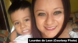 FILE - Lourdes de Leon is pictured with her son. De Leon was deported back to her native Guatemala in early June, but her son remains in detention in New York.