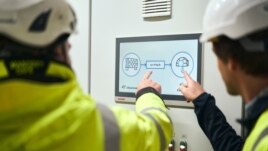 This September 2021 image provided by Climeworks AG shows a chart at a plant called Orca near Reykjavik, Iceland. The plant is the largest such facility in the world, capturing about 4,000 metric tons of carbon dioxide per year.