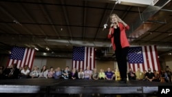 Democratic presidential candidate Sen. Elizabeth Warren, D-Mass., speaks at the RV/MH Hall of Fame and Museum, June 5, 2019, in Elkhart, Indiana. 