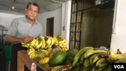 José Pulgar, ayuda a vender productos, frutas y verduras en un mercado de Maracaibo, donde los clientes generalmente pagan en dólares.