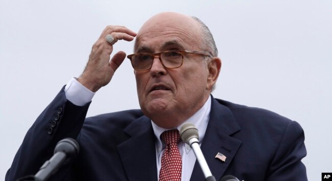 Rudy Giuliani, an attorney for President Trump, during campaign event for Eddie Edwards, who is running for the U.S. Congress in New Hampshire, in Portsmouth, N.H., Aug. 1, 2018.