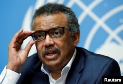 Director-General of the World Health Organization Tedros Adhanom Ghebreyesus attends a news conference after an emergency committee meeting on the Ebola outbreak in the Democratic Republic of the Congo at the United Nations in Geneva, Switzerland, Aug. 14, 2018.