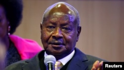 Le président ougandais Yoweri Museveni à la réunion annuelle du Forum économique mondial (WEF) à Davos, en Suisse, le 24 janvier 2019.