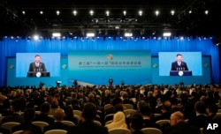 Chinese President Xi Jinping delivers his speech for the opening ceremony of the second Belt and Road Forum for International Cooperation (BRF) in Beijing, April 26, 2019.