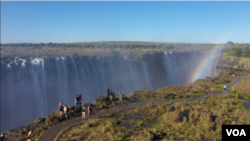 Aerial view of one of the seven wonders of the world, Victoria Falls, June 24, 2019. (C. Mavhunga/VOA)