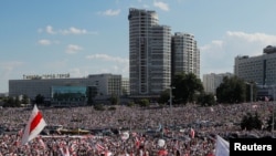 Protest opozicije u Minsku, na kojem je zatražena ostavka predsednika Aleksandra Lukašenka i oslobađanje političkih zatvorenika.