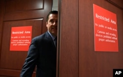 FILE - House Intelligence Committee Chairman Rep. Devin Nunes, R-Calif., enters the House Intelligence Committee area on Capitol Hill in Washington, Jan. 16, 2018.