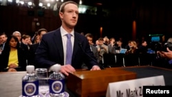 Mark Zuckerberg, le PDG de Facebook, au Sénat américain à Washington, le 10 avril 2018.