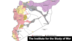 نقشه مناطق مختلف سوریه که تحت کنترل گروه های مختلف قرار گرفته است - ۲۰ اوت ۲۰۱۶ 