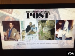 Norman Rockwell's Four Freedoms illustrations were published in The Saturday Evening Post. (J.Taboh/VOA)