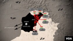 نقشه ای از موقعیت داعش در شمال عراق.