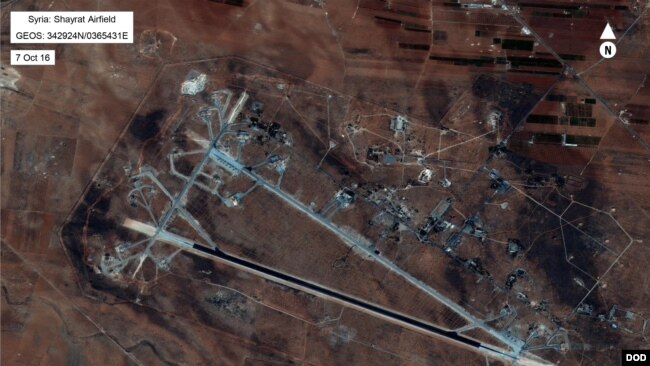 Căn cứ không quân Shayrat của Syria bị Mỹ tấn công.