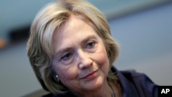 Democratic presidential candidate Hillary Clinton is pictured during an interview with The Associated Press in Cedar Rapids, Iowa, Sept. 7, 2015.