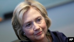 FILE - Democratic presidential candidate Hillary Clinton speaks during an interview with The Associated Press in Cedar Rapids, Iowa, Sept. 7, 2015.