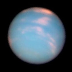 A Hubble Space Telescope picture of Neptune taken to mark the anniversary of the planet's discovery.