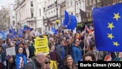 Ratusan ribu warga Inggris berdemonstasi di London meminta pemerintah mengadakan referndum baru mengenai Brexit, London, 23 Maret 2019. (Foto: VOA)