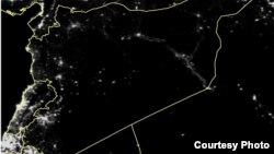 One of the nighttime satellite images of Syria released by a coalition of humanitarian groups shows how the country has been plunged into darkness.